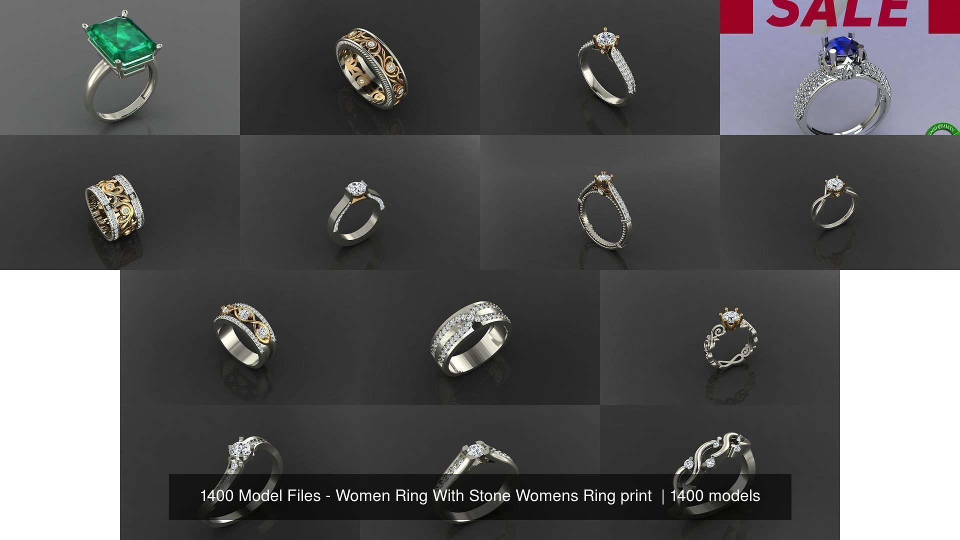 1400 Model Files - Women Ring Womens Rings Plain Models 3DM 3D Model Collection_25