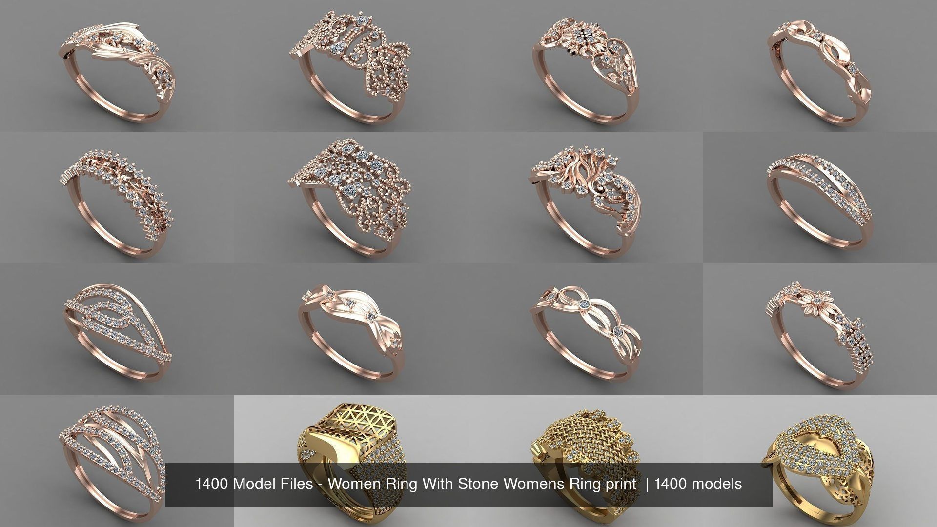 1400 Model Files - Women Ring Womens Rings Plain Models 3DM 3D Model Collection_74