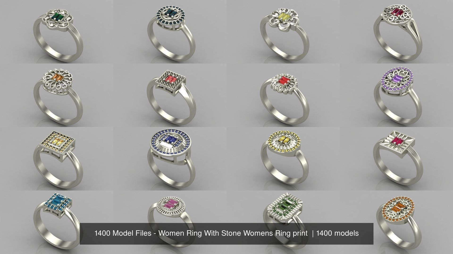 1400 Model Files - Women Ring Womens Rings Plain Models 3DM 3D Model Collection_122