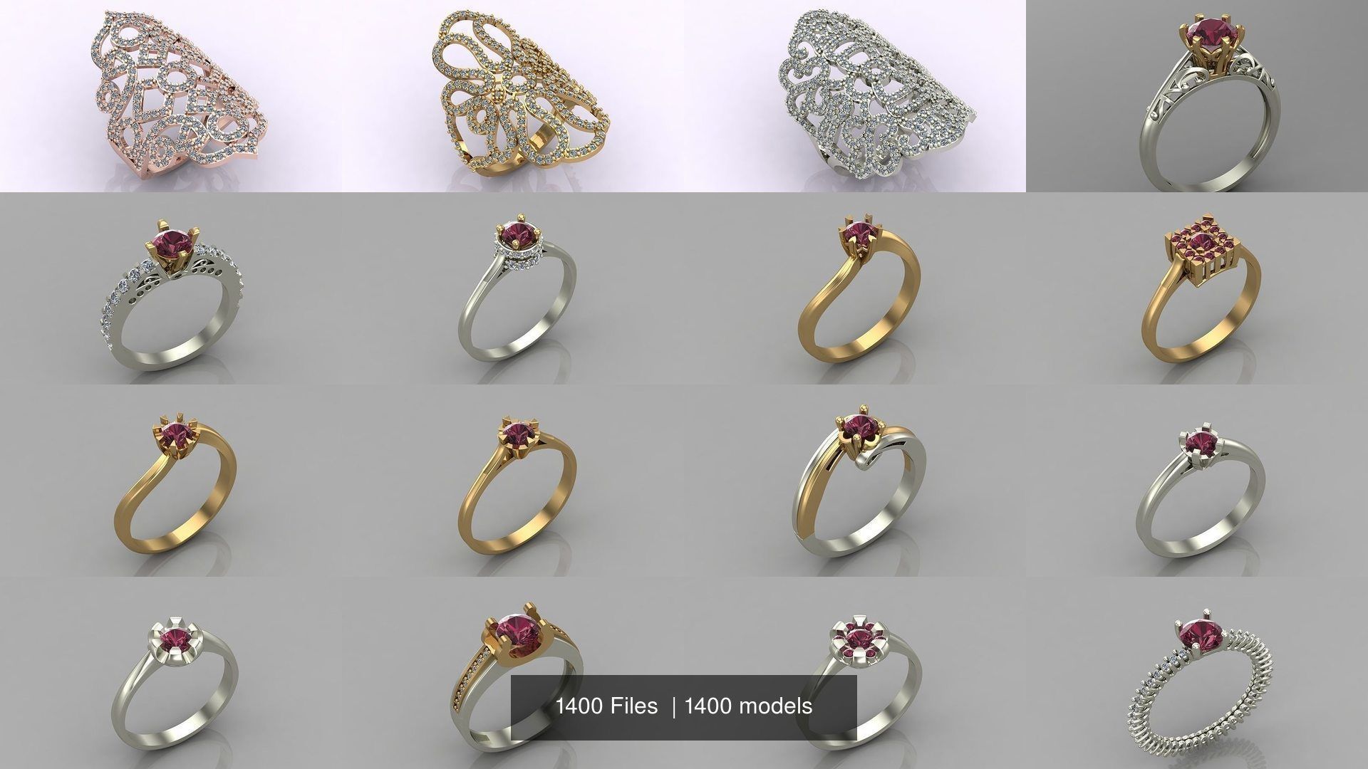 1400 Model Files - Women Ring Womens Rings Plain Models 3DM 3D Model Collection_288