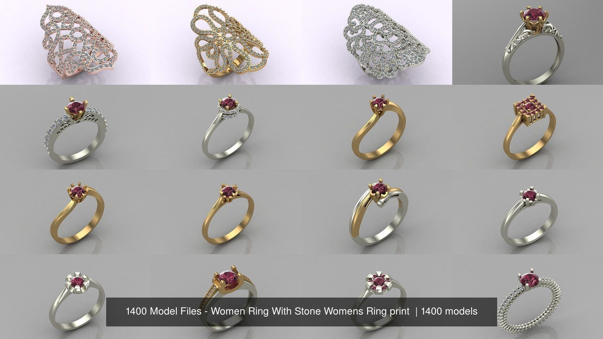 1400 Model Files - Women Ring Womens Rings Plain Models 3DM 3D Model Collection_191