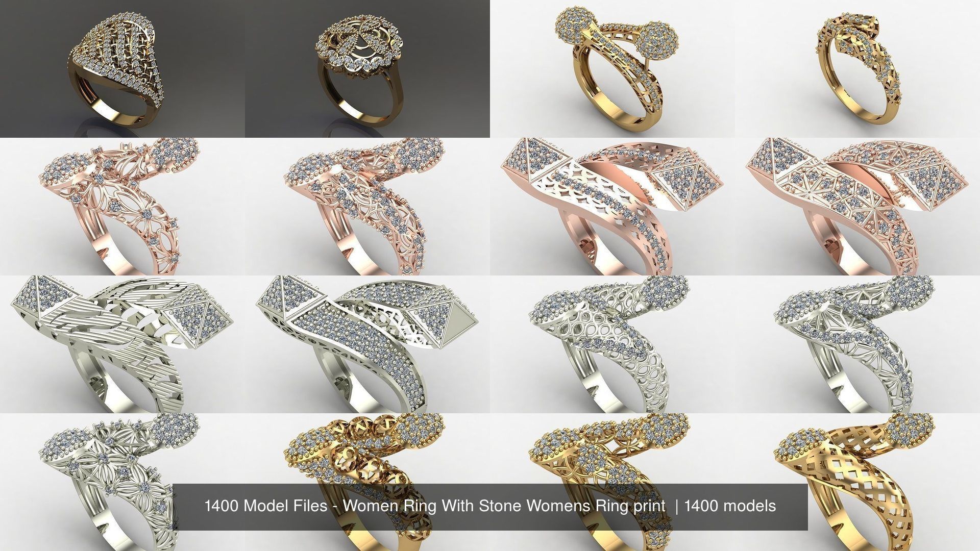 1400 Model Files - Women Ring Womens Rings Plain Models 3DM 3D Model Collection_87
