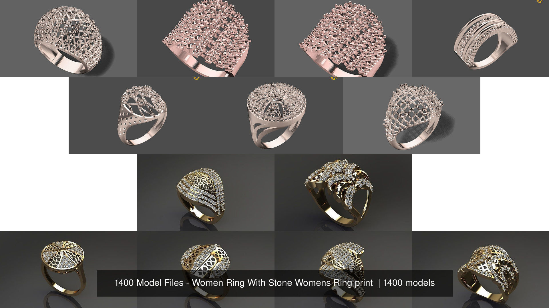 1400 Model Files - Women Ring Womens Rings Plain Models 3DM 3D Model Collection_45