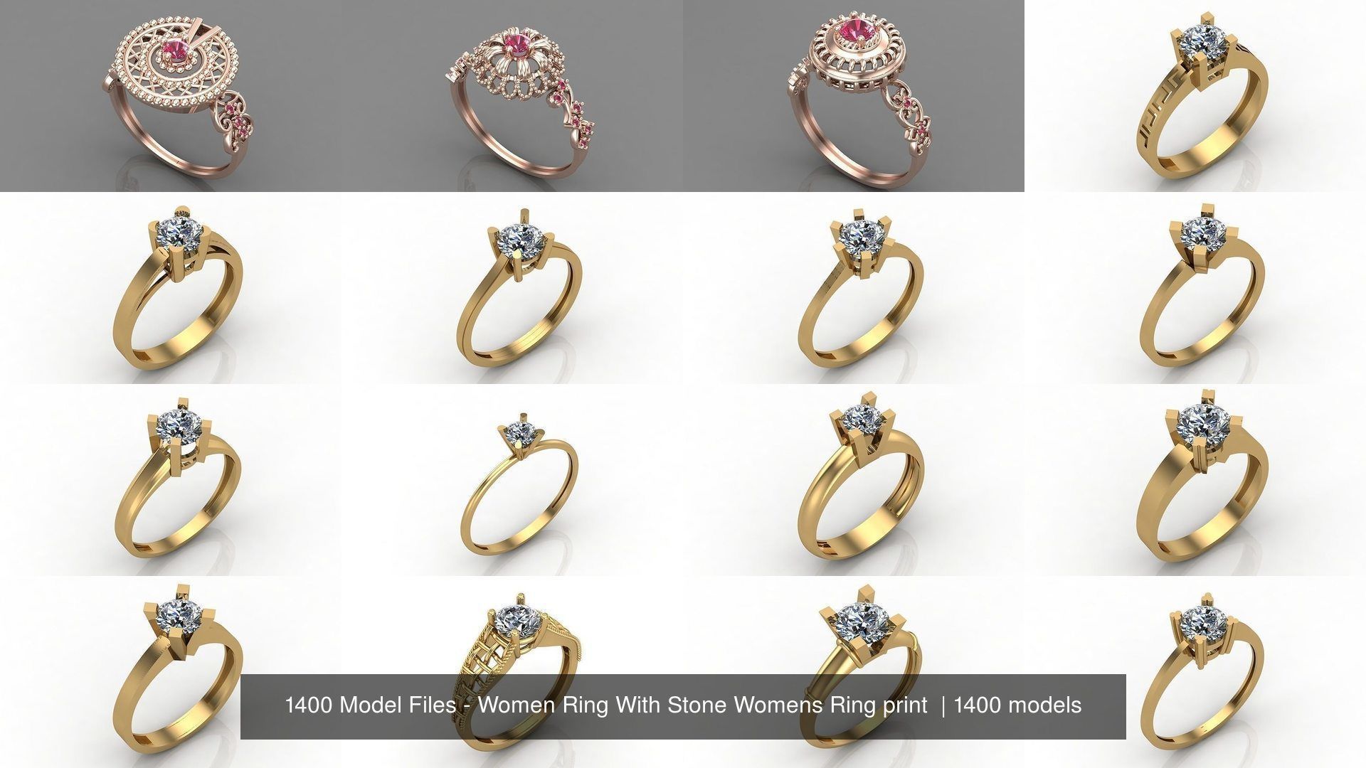 1400 Model Files - Women Ring Womens Rings Plain Models 3DM 3D Model Collection_164