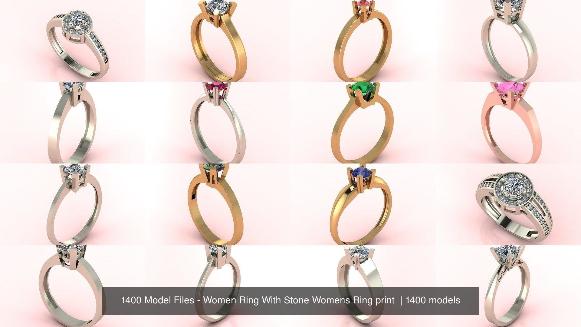 1400 Model Files - Women Ring Womens Rings Plain Models 3DM 3D Model Collection_19
