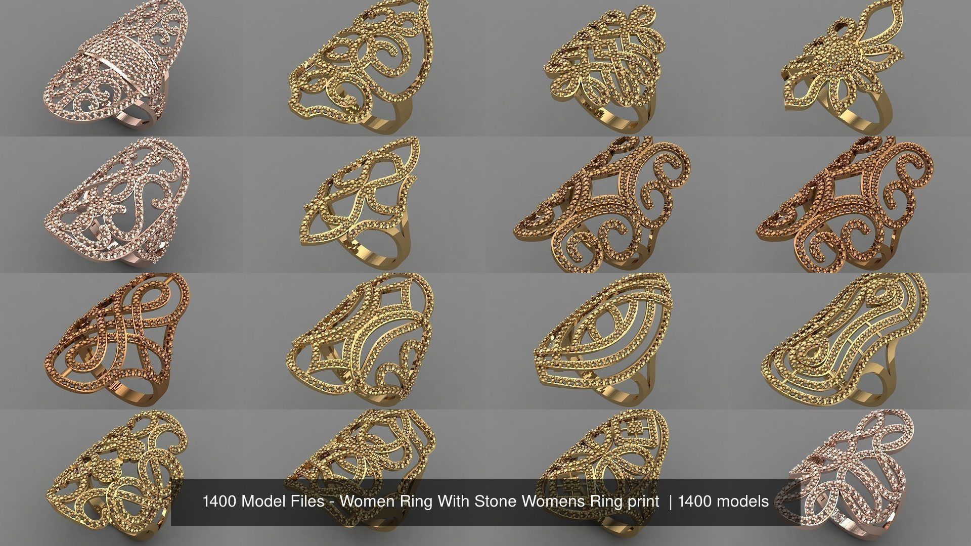 1400 Model Files - Women Ring Womens Rings Plain Models 3DM 3D Model Collection_99