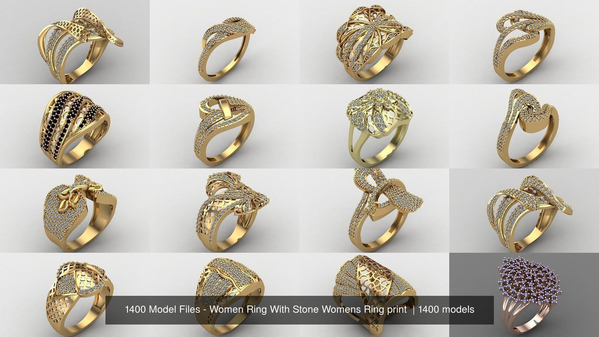 1400 Model Files - Women Ring Womens Rings Plain Models 3DM 3D Model Collection_110