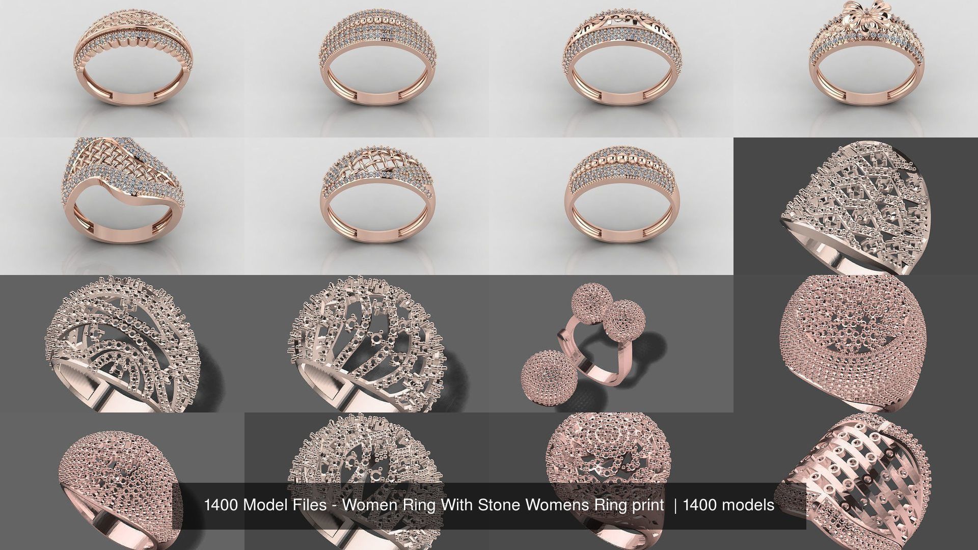 1400 Model Files - Women Ring Womens Rings Plain Models 3DM 3D Model Collection_89