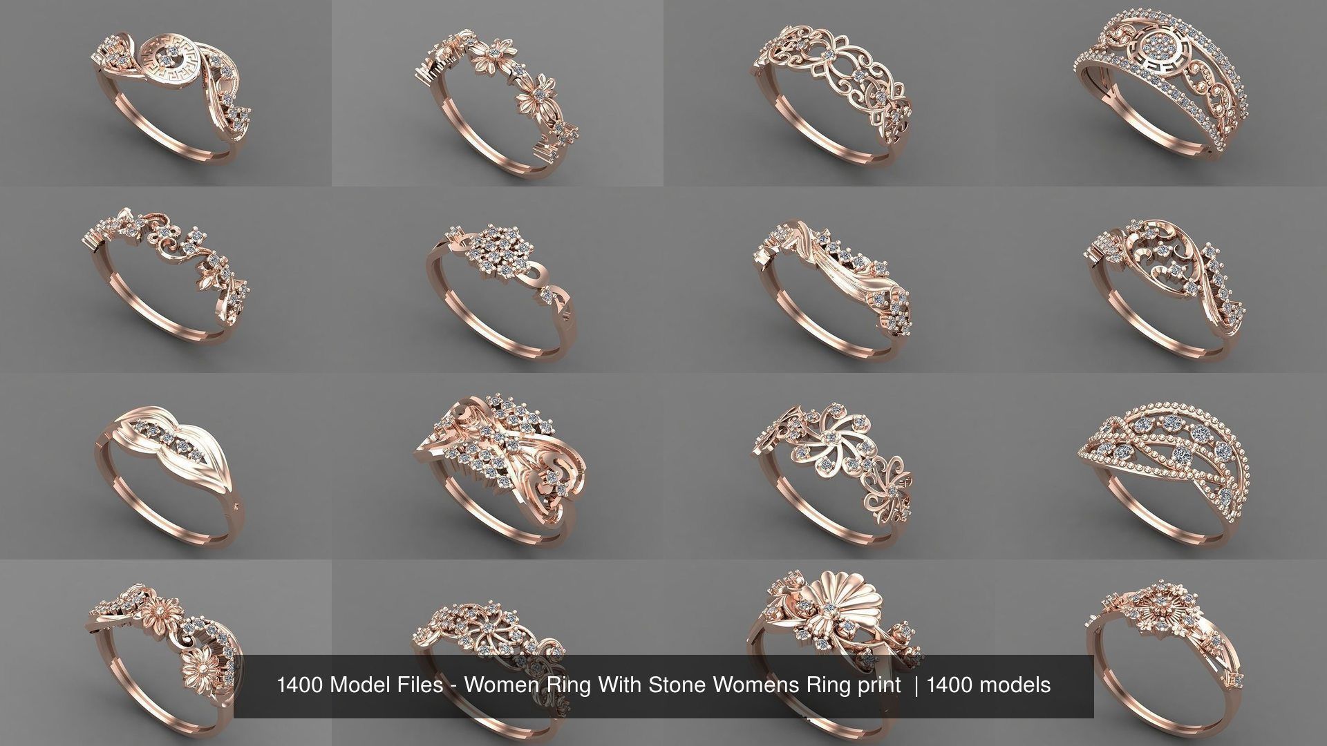 1400 Model Files - Women Ring Womens Rings Plain Models 3DM 3D Model Collection_68