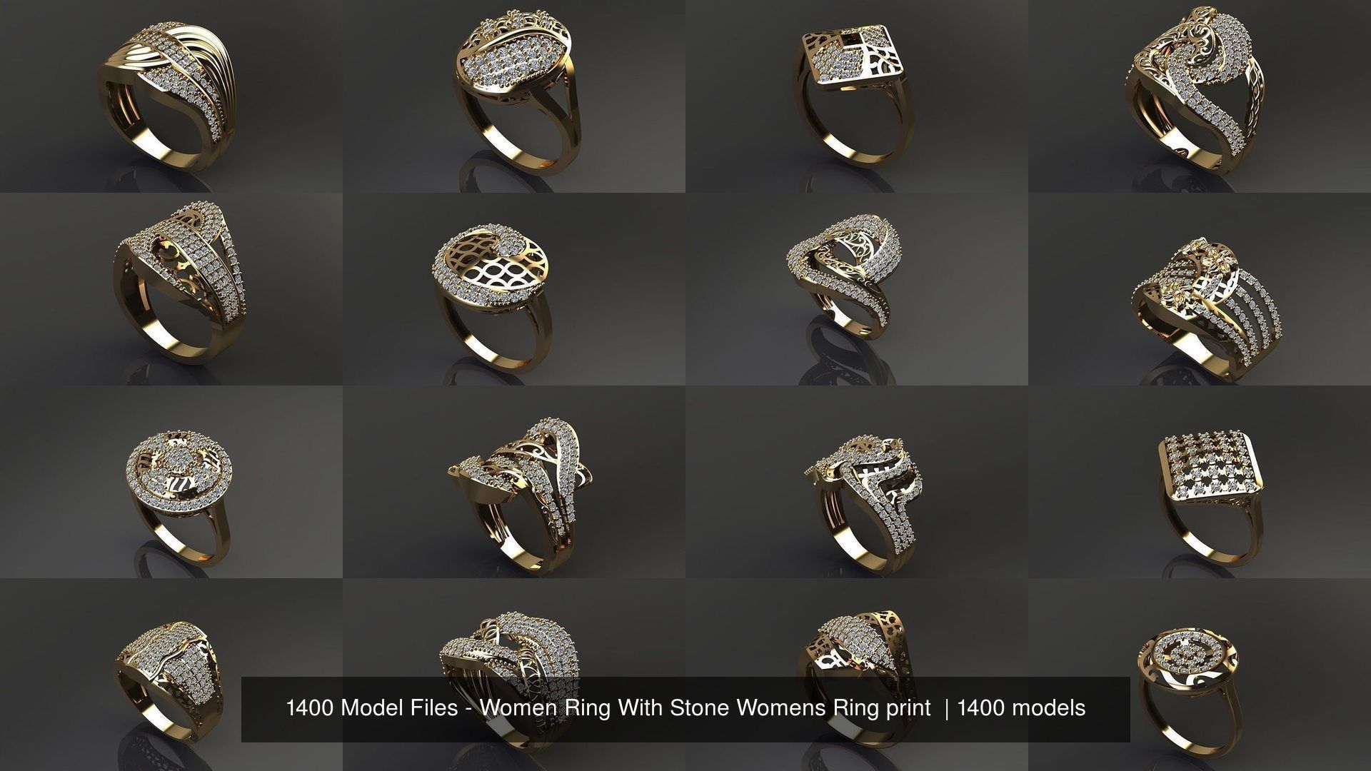 1400 Model Files - Women Ring Womens Rings Plain Models 3DM 3D Model Collection_34