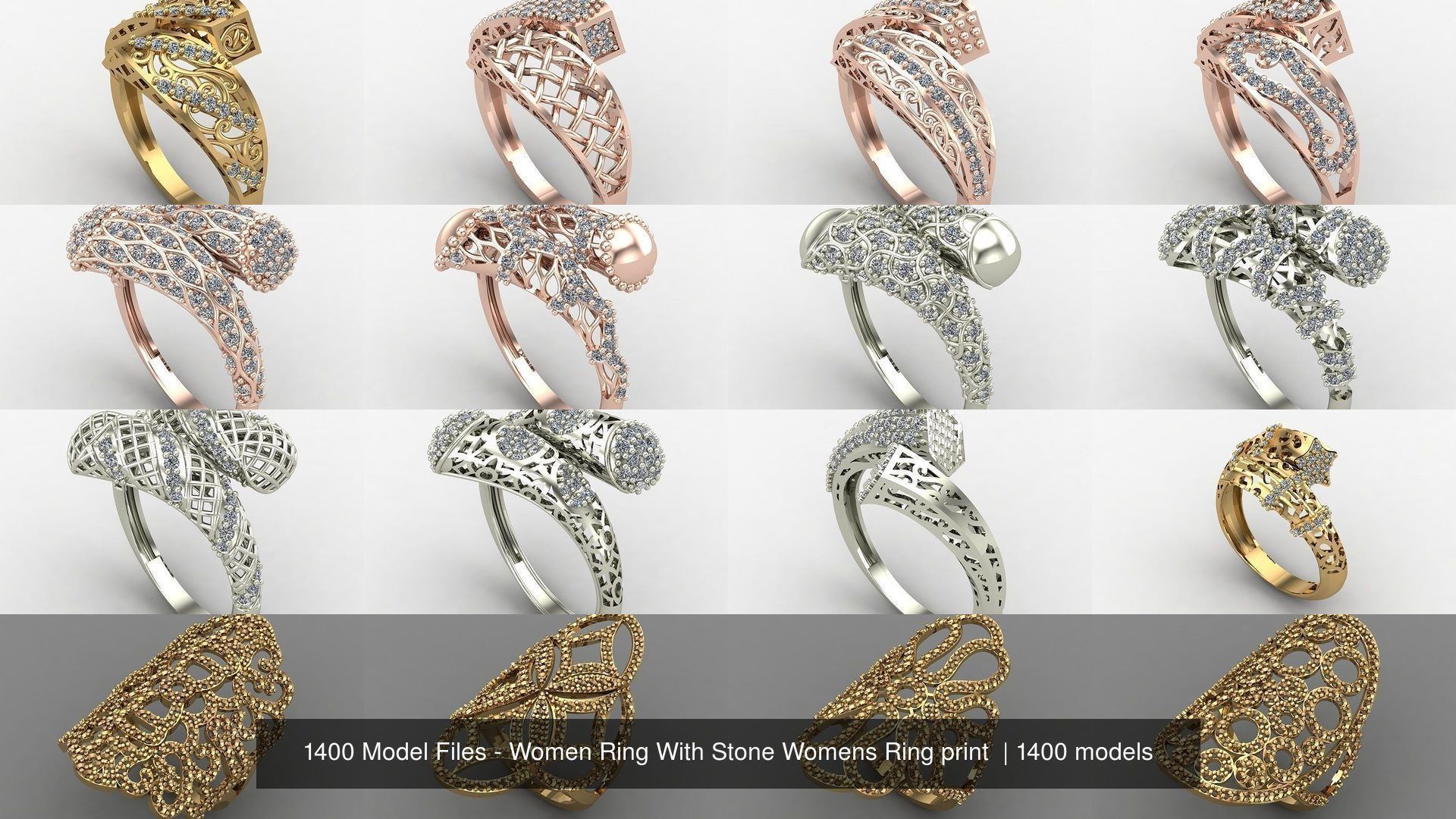 1400 Model Files - Women Ring Womens Rings Plain Models 3DM 3D Model Collection_56