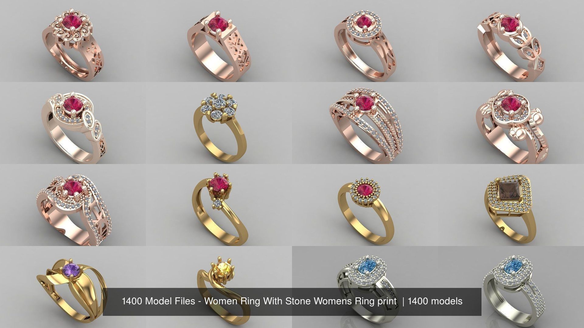 1400 Model Files - Women Ring Womens Rings Plain Models 3DM 3D Model Collection_102