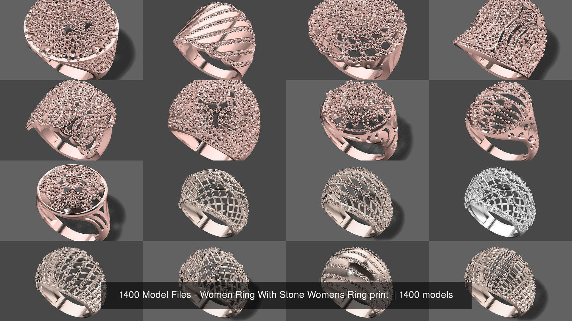 1400 Model Files - Women Ring Womens Rings Plain Models 3DM 3D Model Collection_43