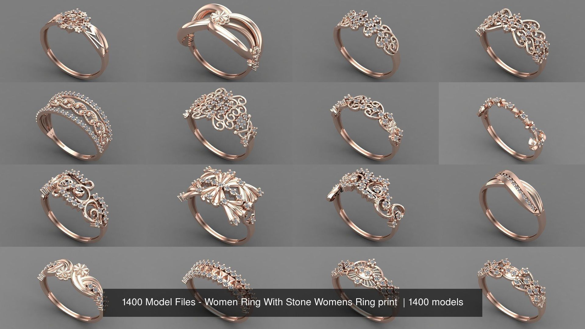 1400 Model Files - Women Ring Womens Rings Plain Models 3DM 3D Model Collection_133