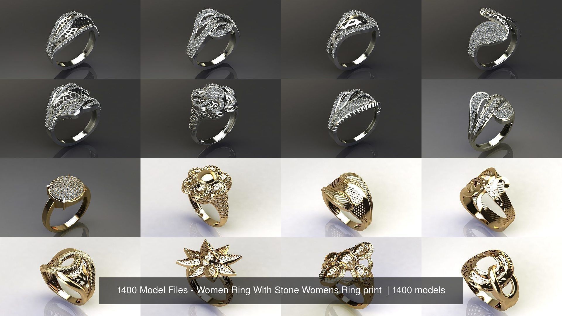 1400 Model Files - Women Ring Womens Rings Plain Models 3DM 3D Model Collection_40