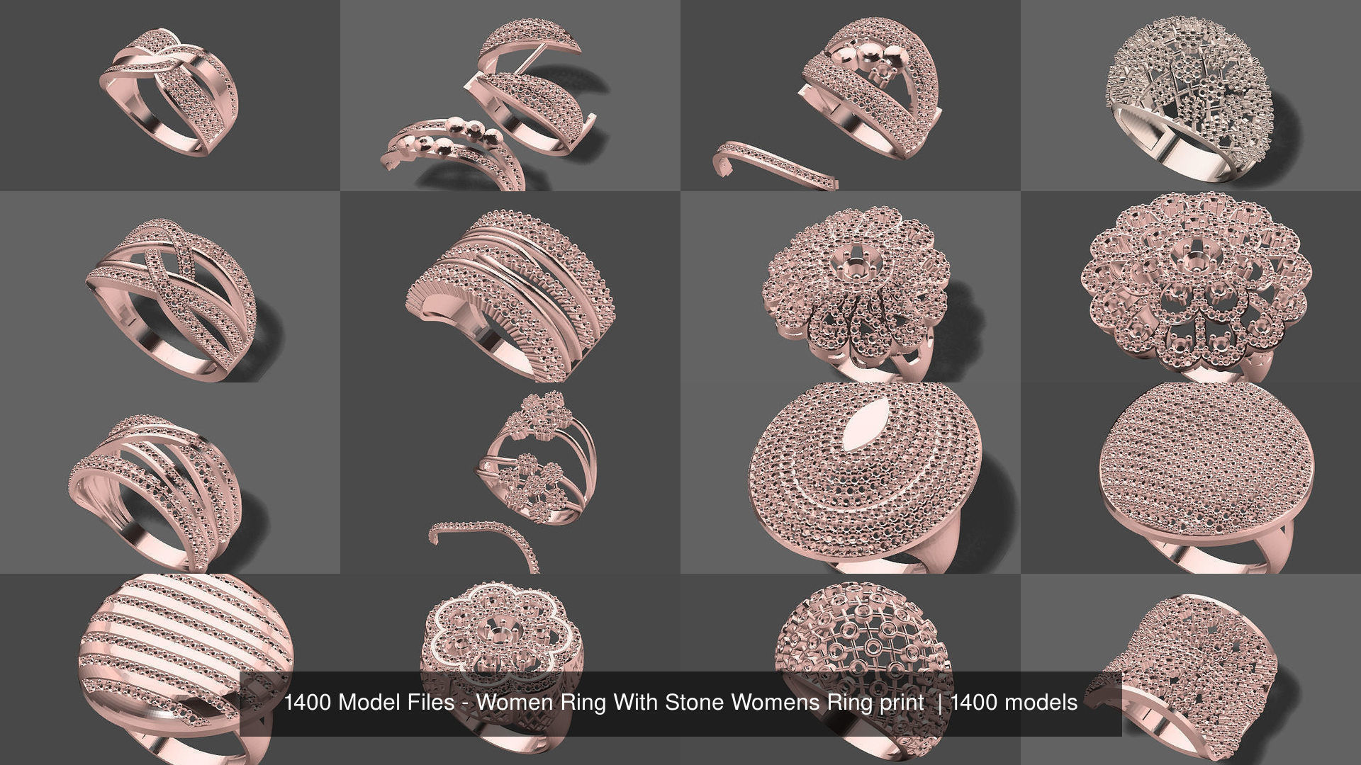 1400 Model Files - Women Ring Womens Rings Plain Models 3DM 3D Model Collection_106