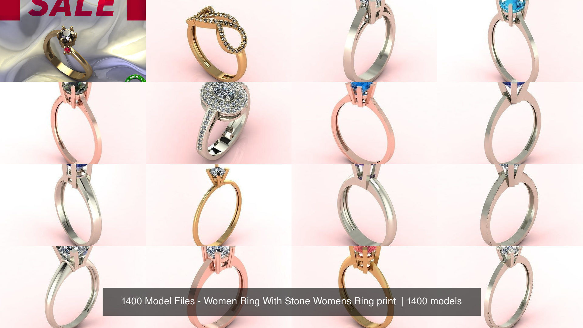 1400 Model Files - Women Ring Womens Rings Plain Models 3DM 3D Model Collection_11