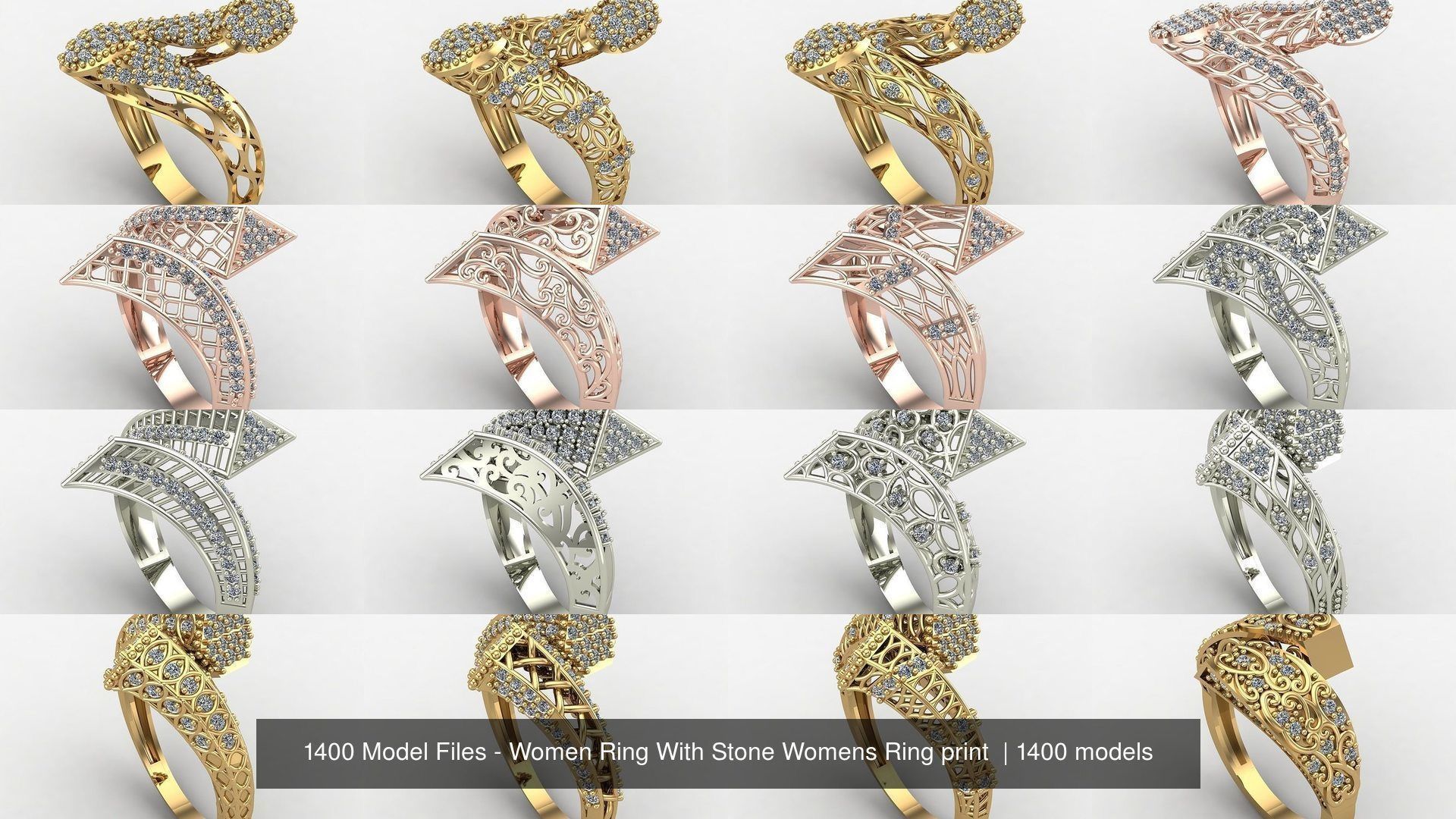 1400 Model Files - Women Ring Womens Rings Plain Models 3DM 3D Model Collection_54