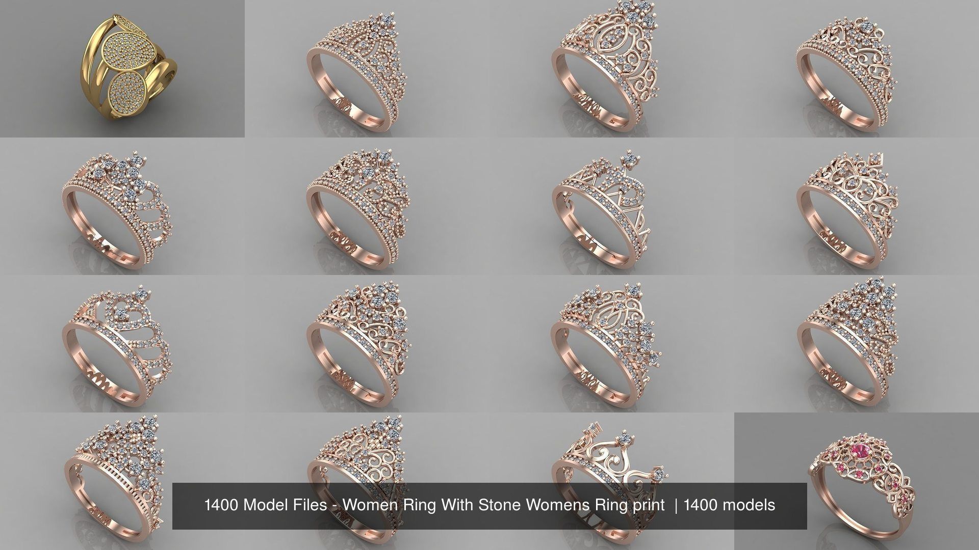 1400 Model Files - Women Ring Womens Rings Plain Models 3DM 3D Model Collection_158