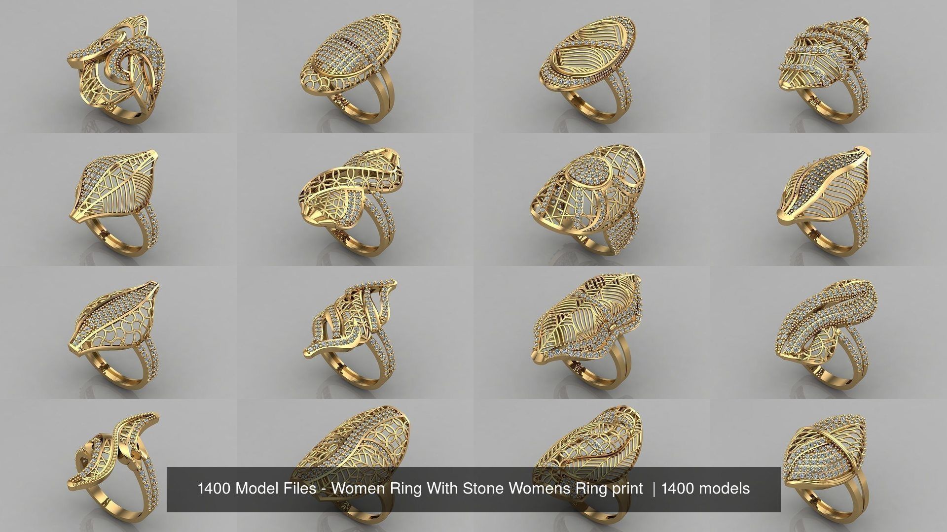 1400 Model Files - Women Ring Womens Rings Plain Models 3DM 3D Model Collection_137