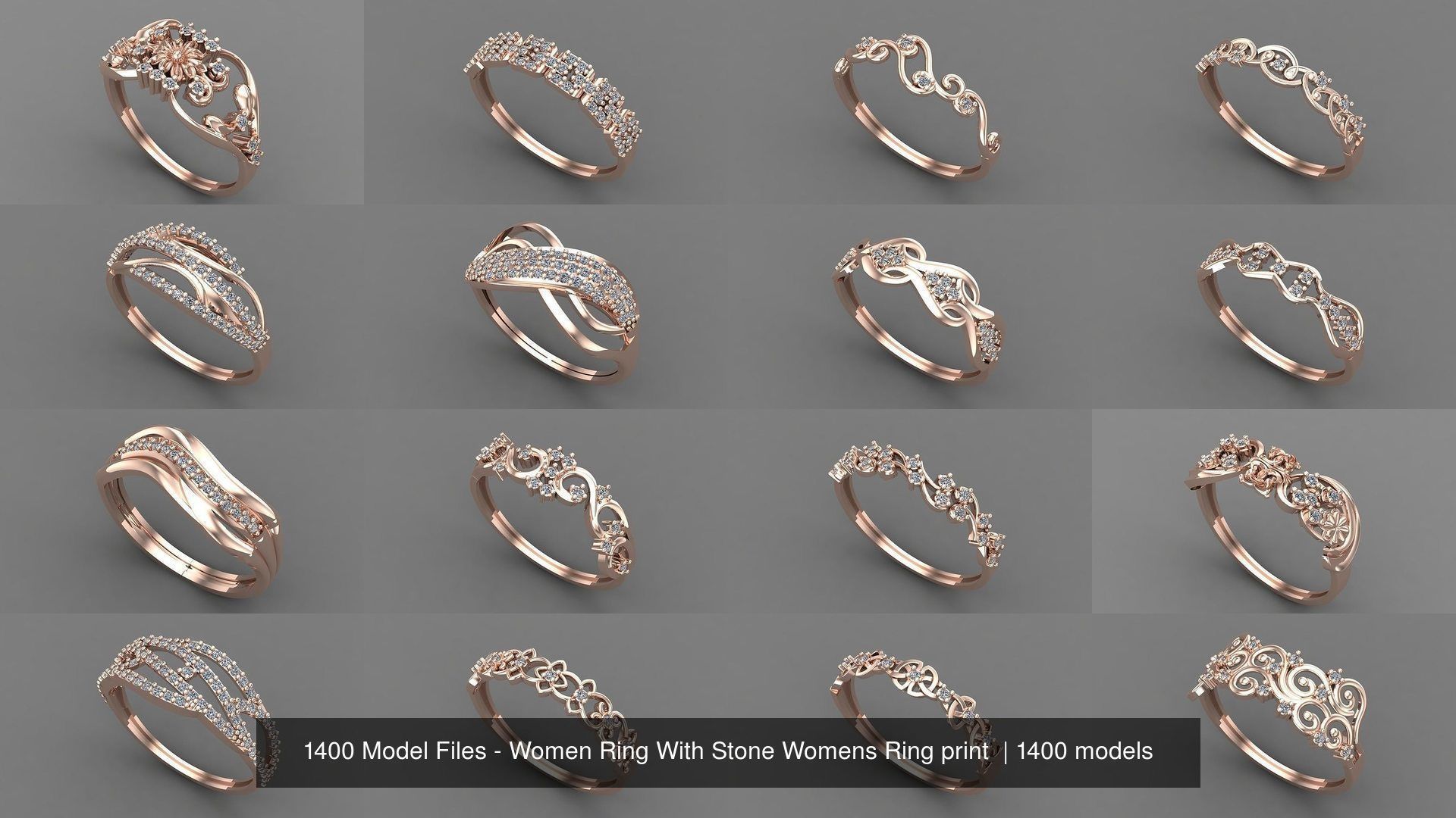 1400 Model Files - Women Ring Womens Rings Plain Models 3DM 3D Model Collection_64
