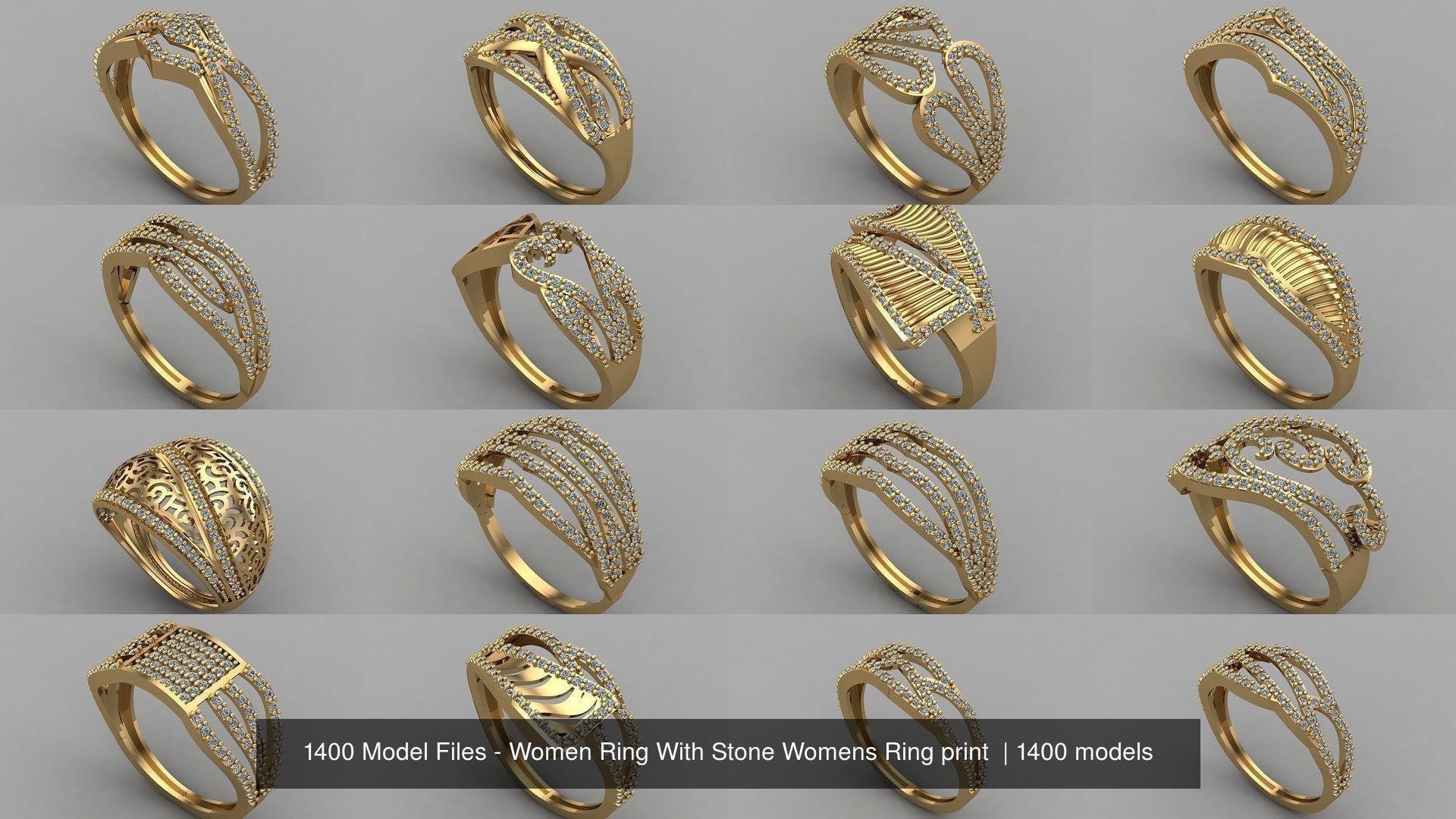1400 Model Files - Women Ring Womens Rings Plain Models 3DM 3D Model Collection_80