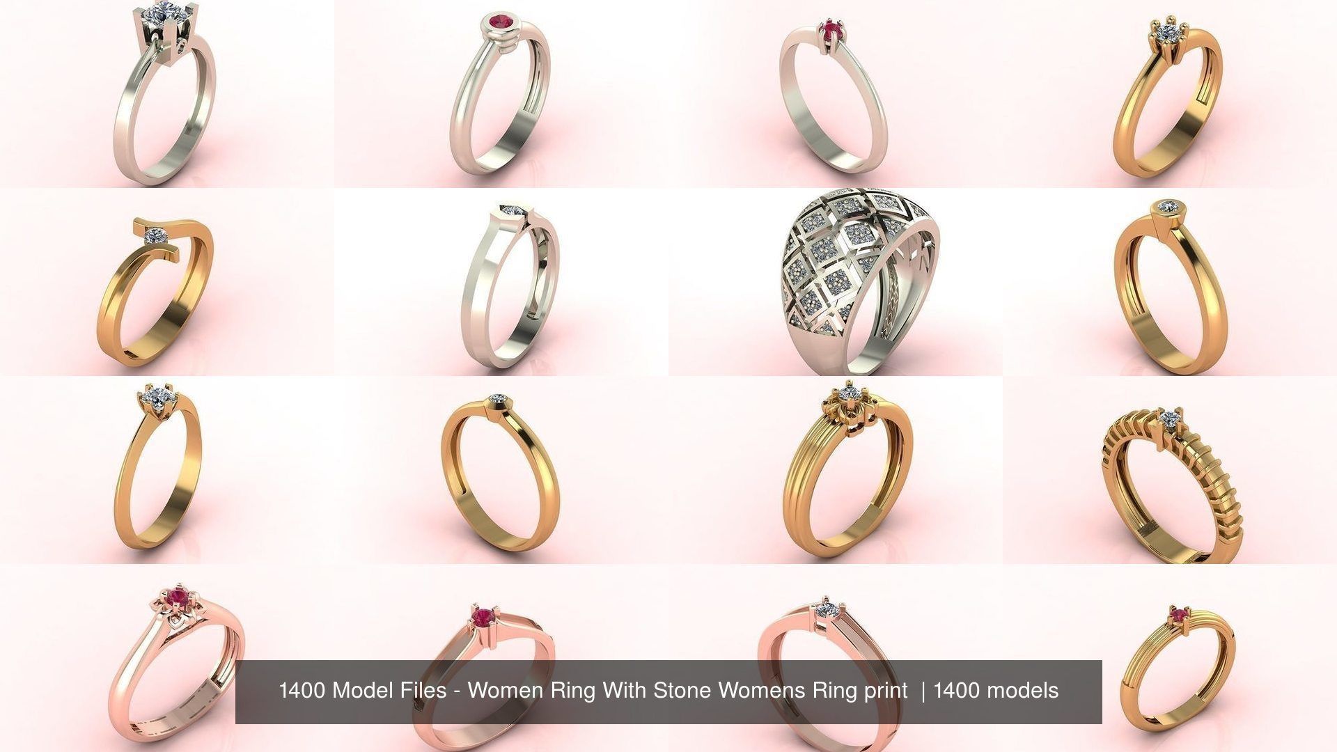 1400 Model Files - Women Ring Womens Rings Plain Models 3DM 3D Model Collection_13