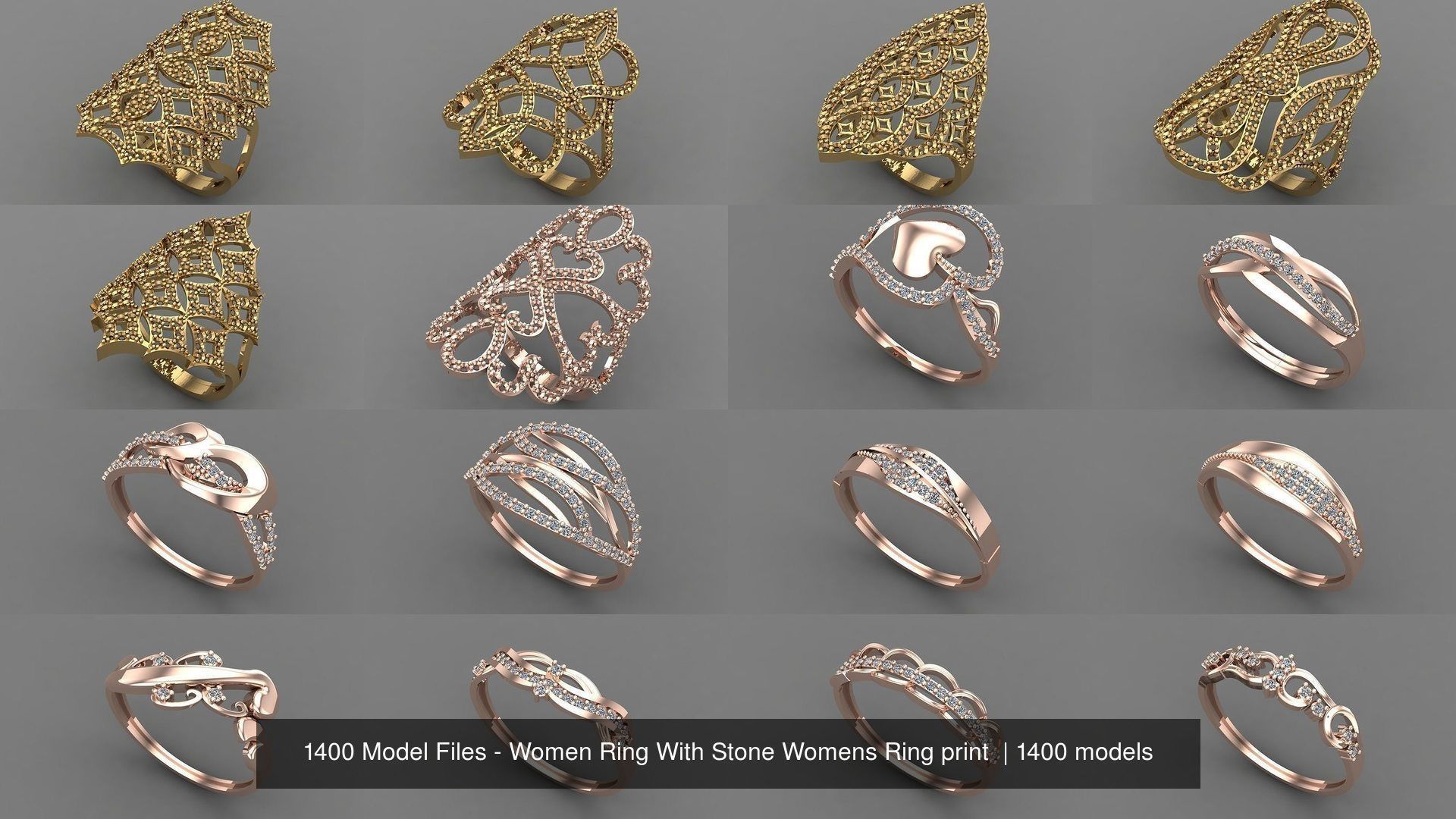 1400 Model Files - Women Ring Womens Rings Plain Models 3DM 3D Model Collection_62