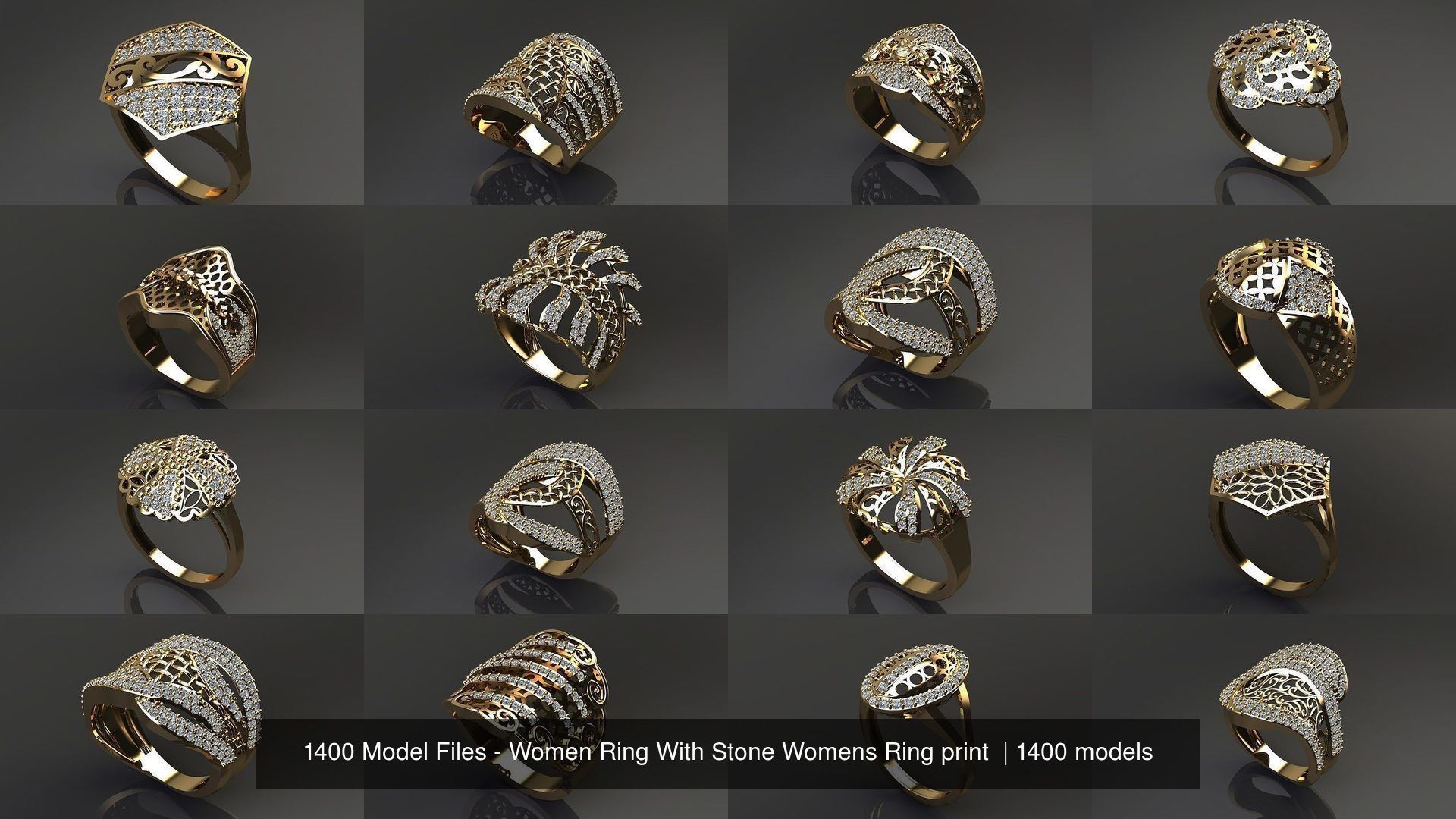 1400 Model Files - Women Ring Womens Rings Plain Models 3DM 3D Model Collection_32