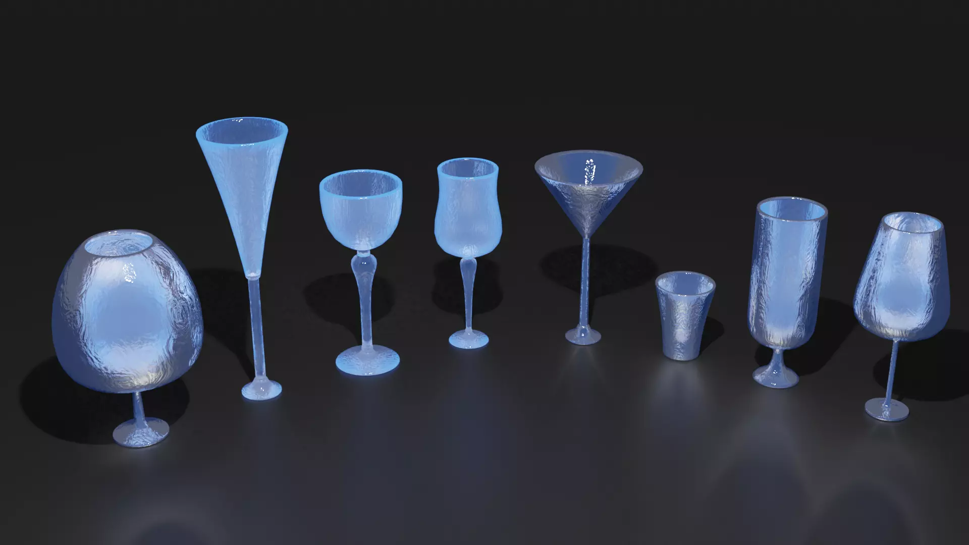 Crystal Drinking Glasses Low-poly 3D model_0