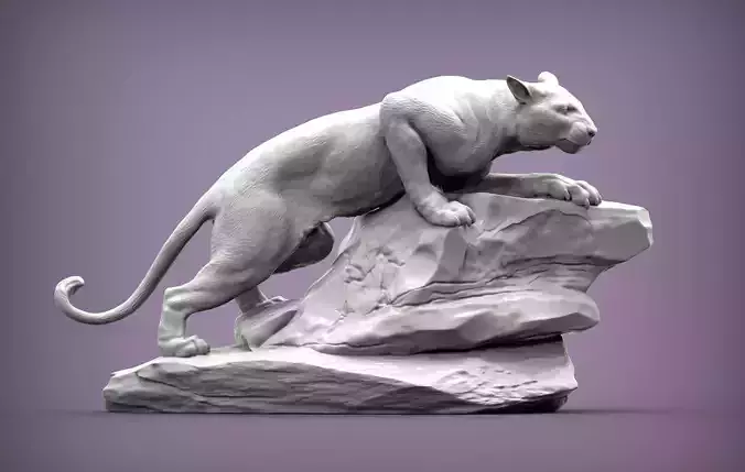 panther on stone 3D print model panther on stone 3D print model