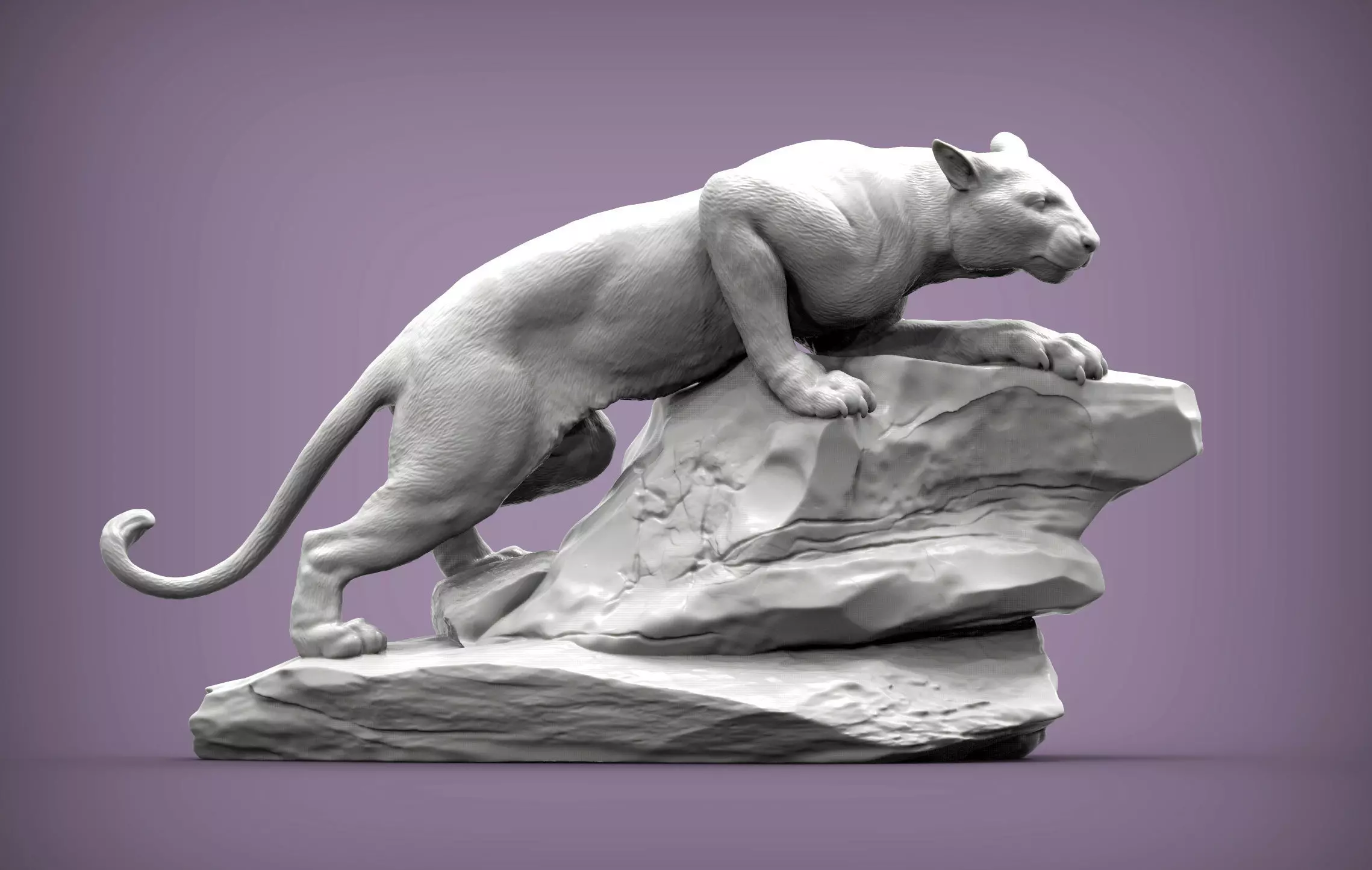 panther on stone 3D print model_0
