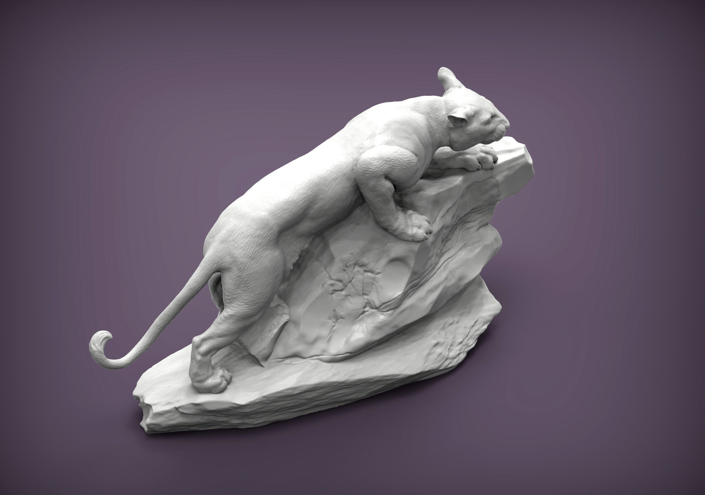 panther on stone 3D print model_2