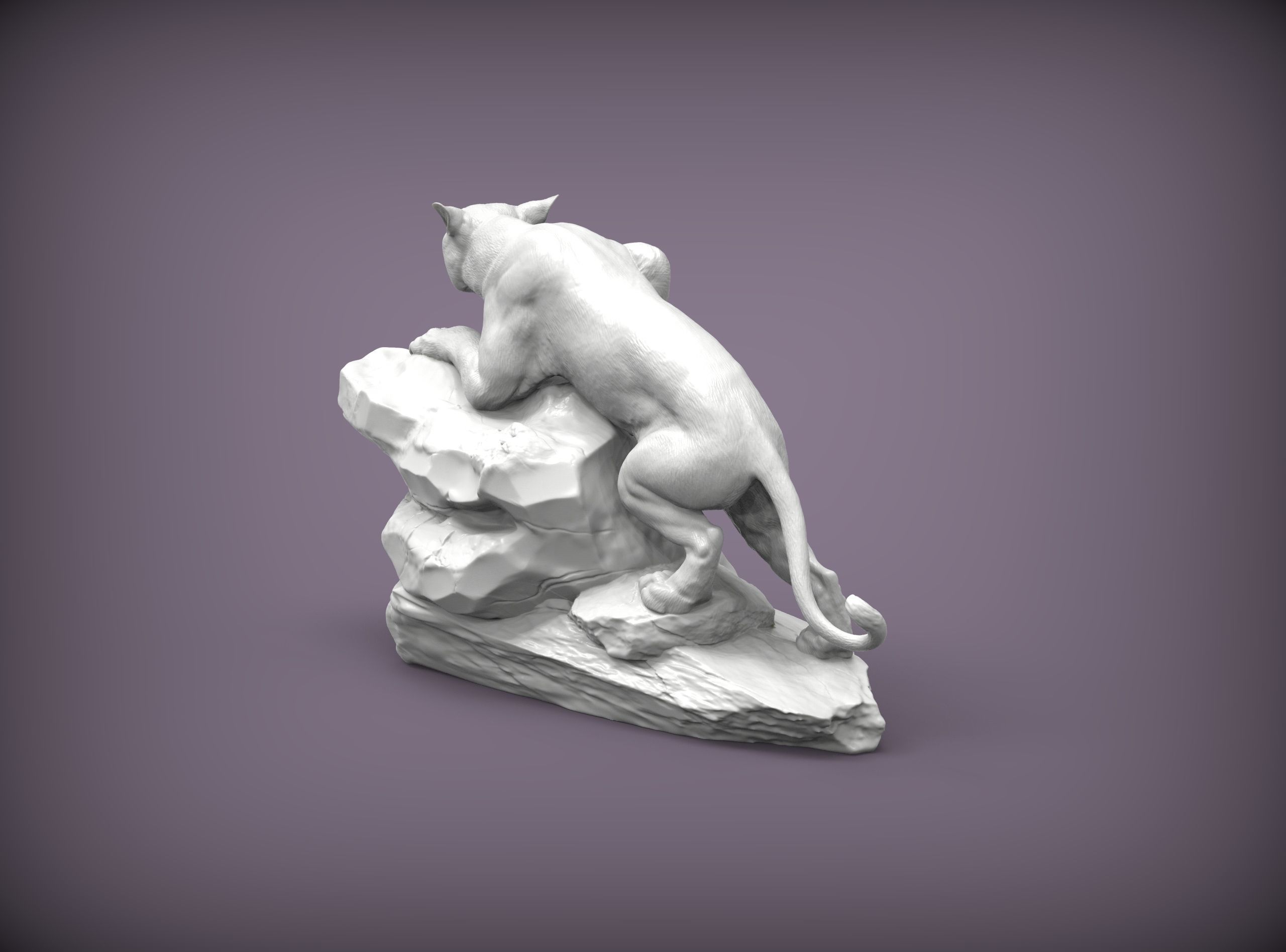 panther on stone 3D print model_3