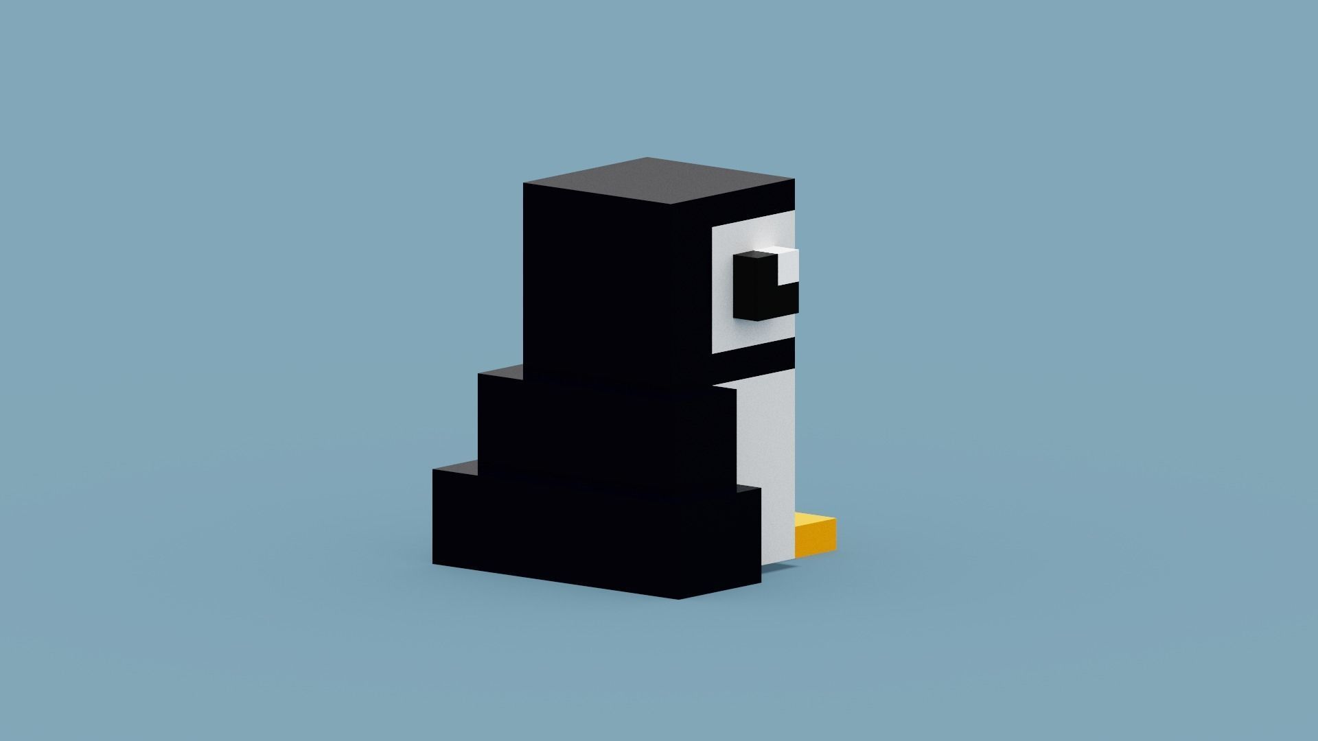 Voxel Penguin Low-poly 3D model_9