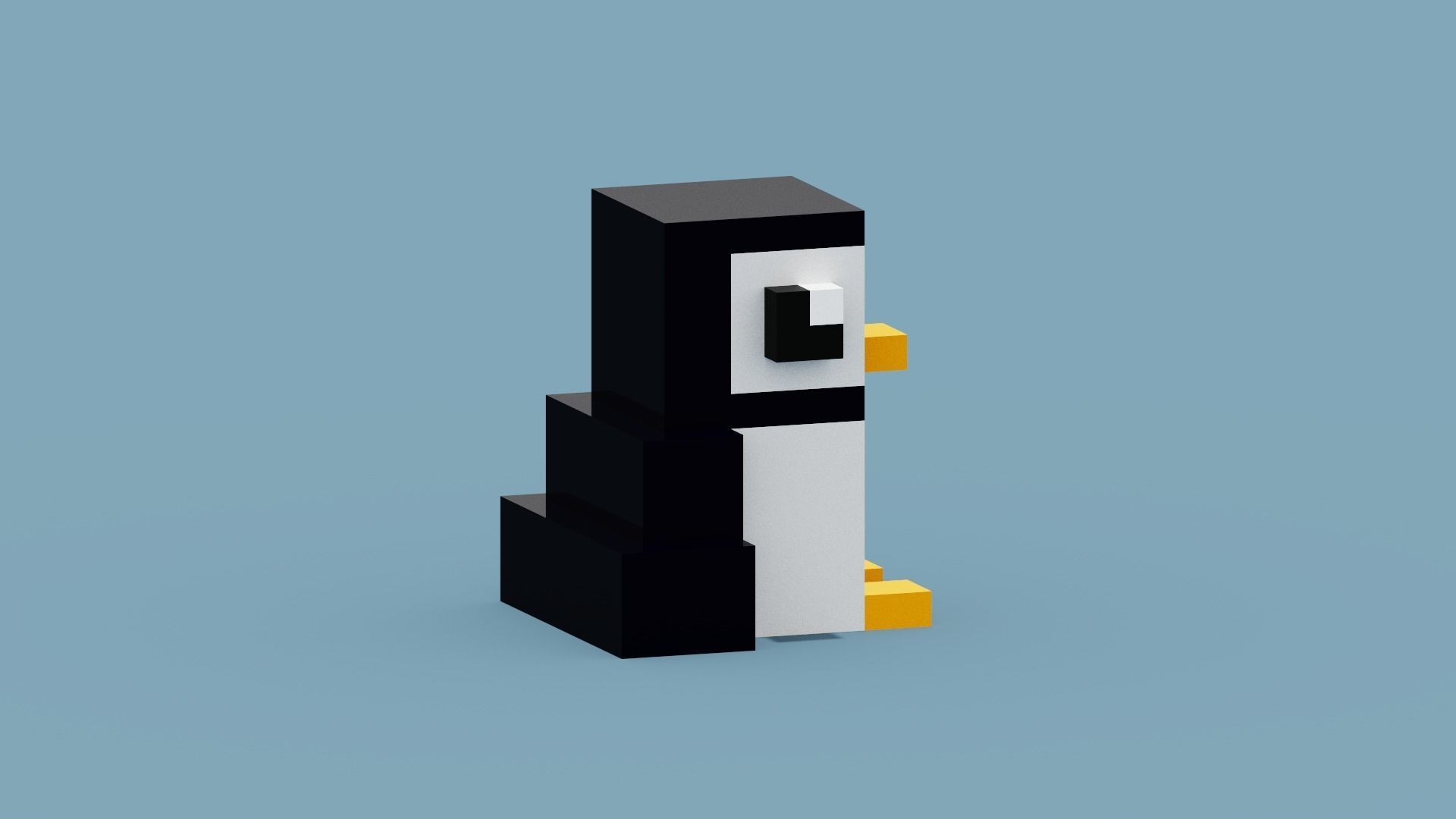 Voxel Penguin Low-poly 3D model_10