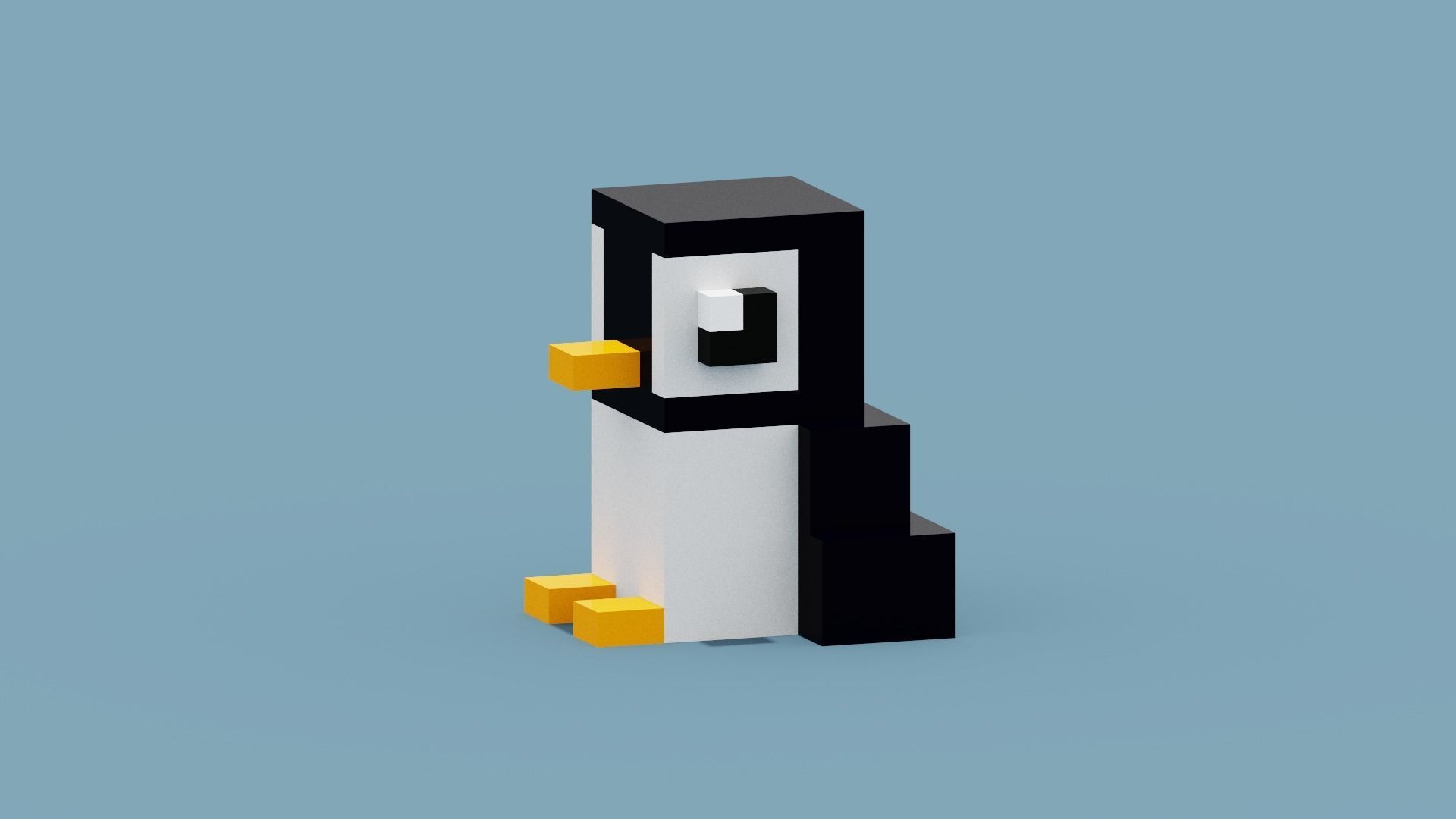 Voxel Penguin Low-poly 3D model_4