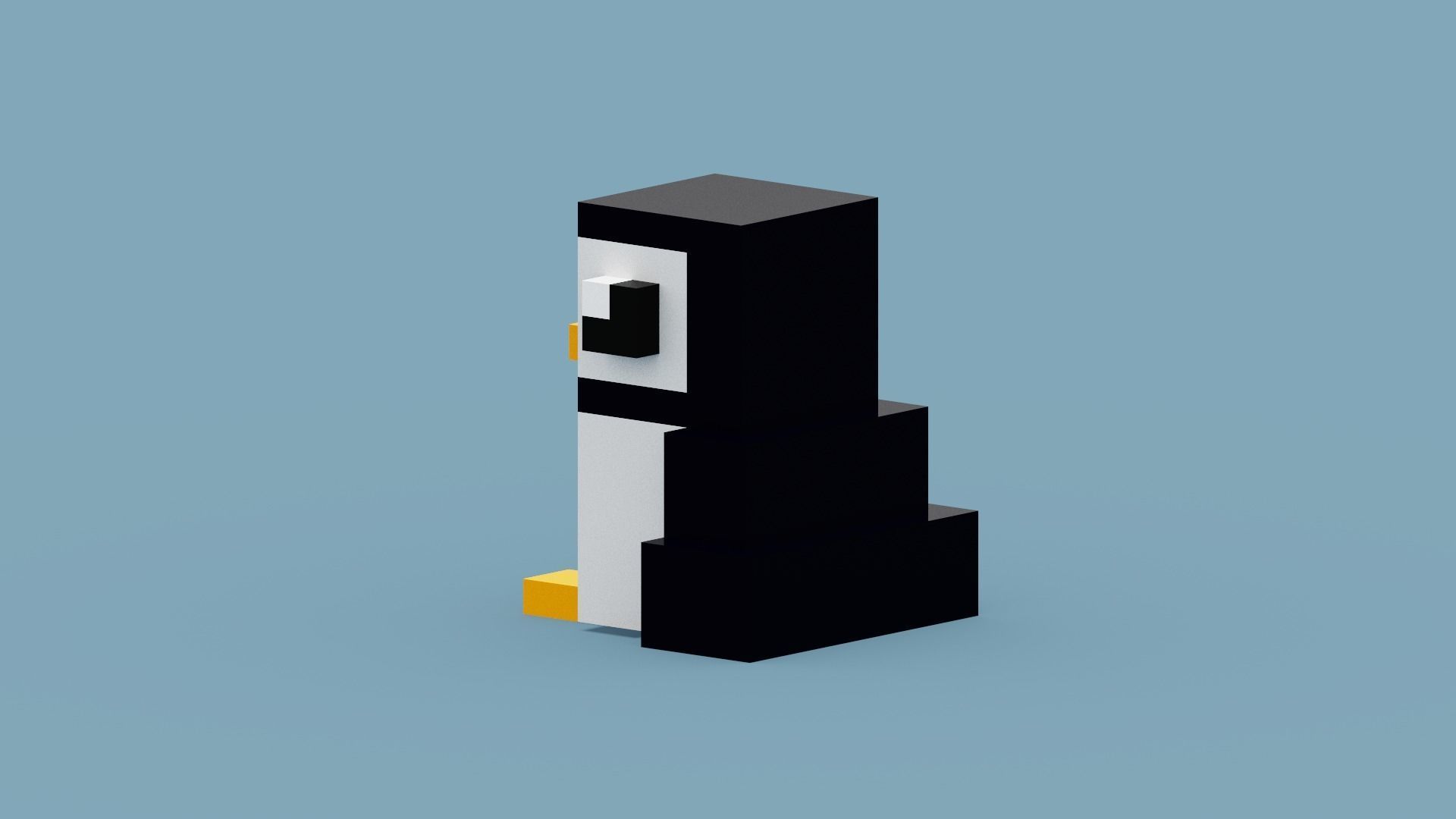 Voxel Penguin Low-poly 3D model_6