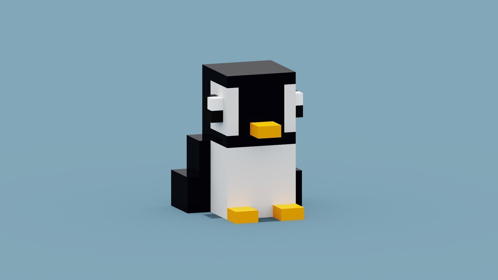 Voxel Penguin Low-poly 3D model_1