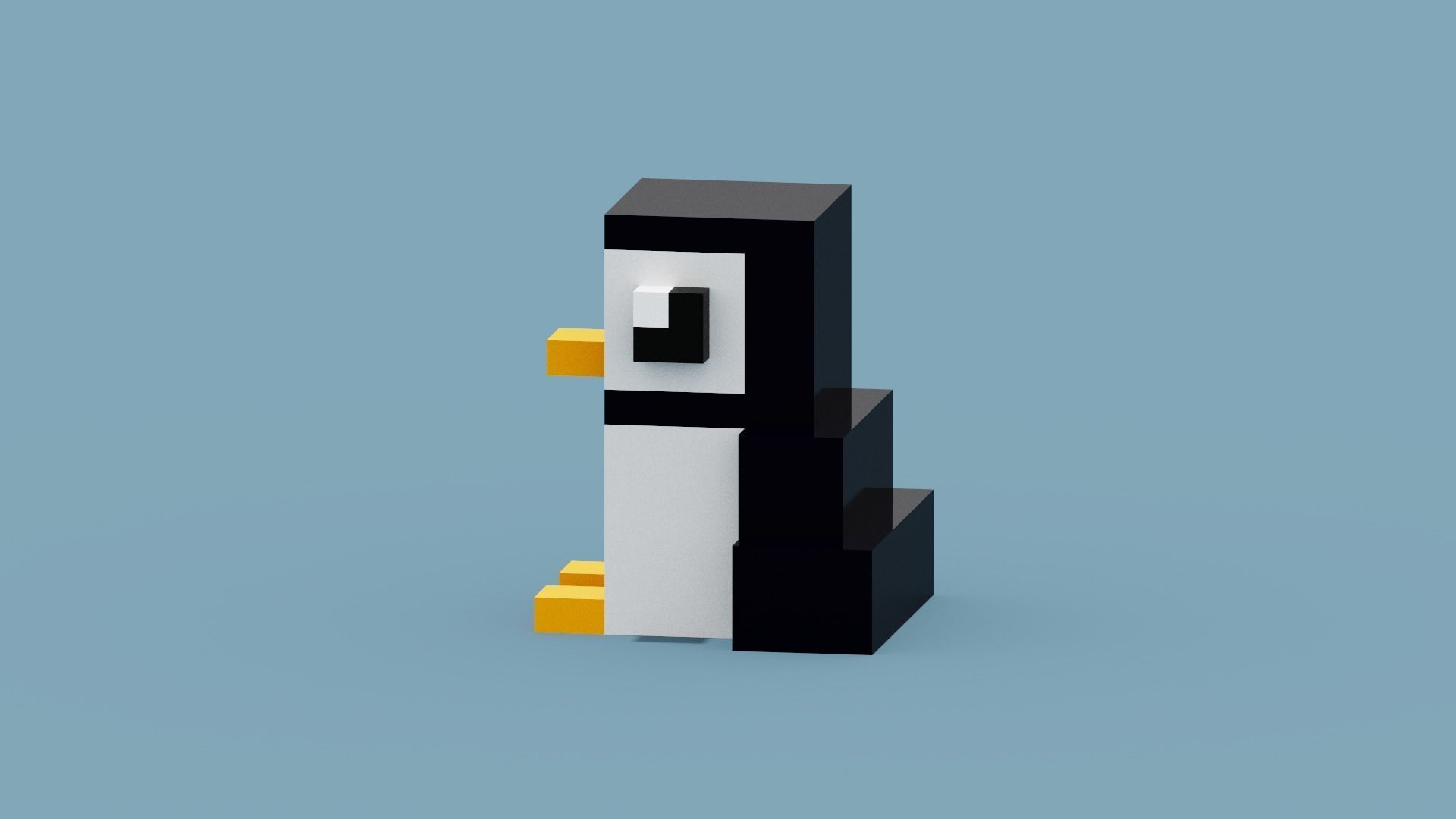 Voxel Penguin Low-poly 3D model_5