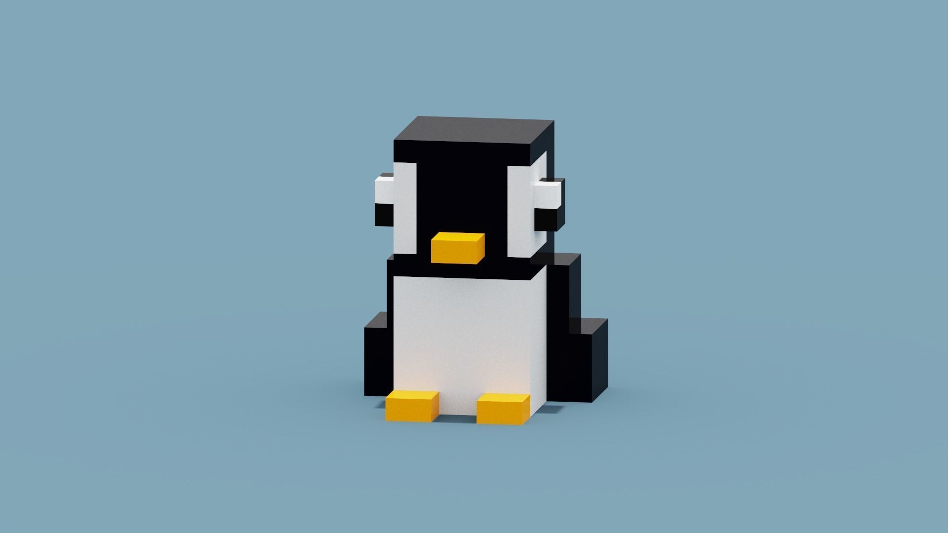 Voxel Penguin Low-poly 3D model_2
