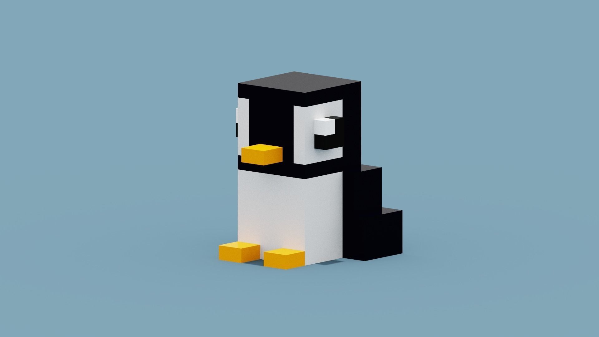 Voxel Penguin Low-poly 3D model_3