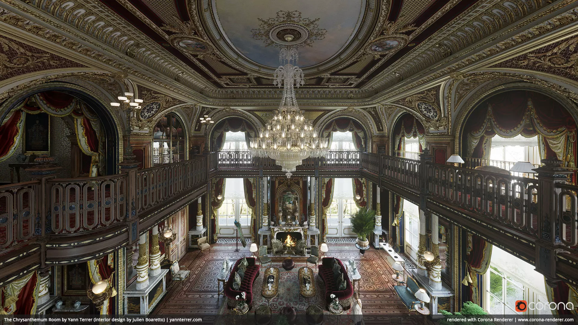 3DSSD ornate room with chandelier 3D model