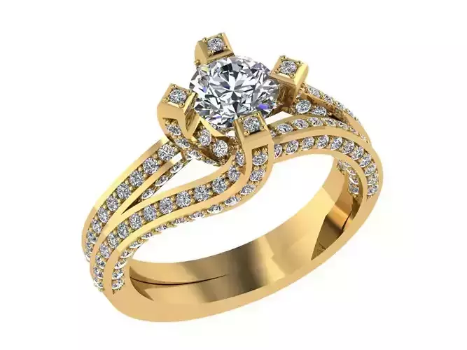 Ring186 engagement ring set gold