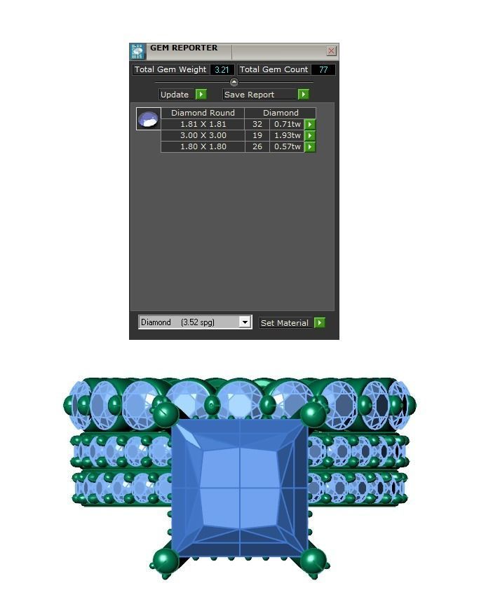 Ring187 princess cut diamond ring set gold 3D print model_6