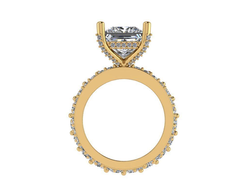 Ring187 princess cut diamond ring set gold 3D print model_2