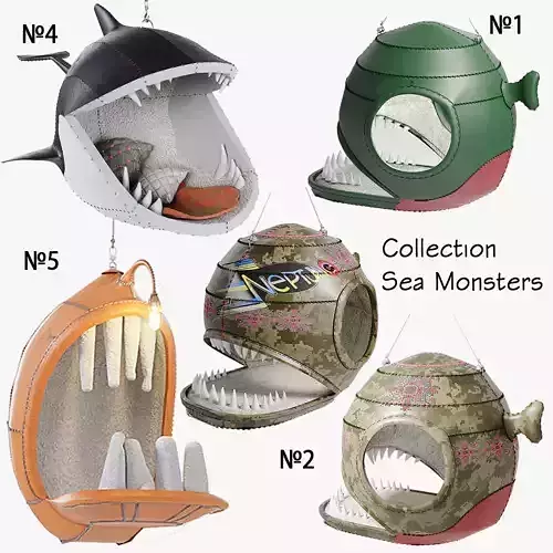 Collection of hanging chairs Sea Monsters Low-poly 3D model
