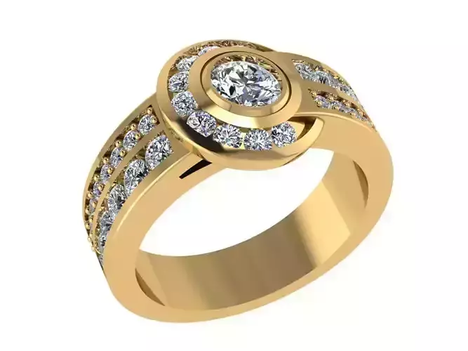 Ring189 round diamond engagement ring gold