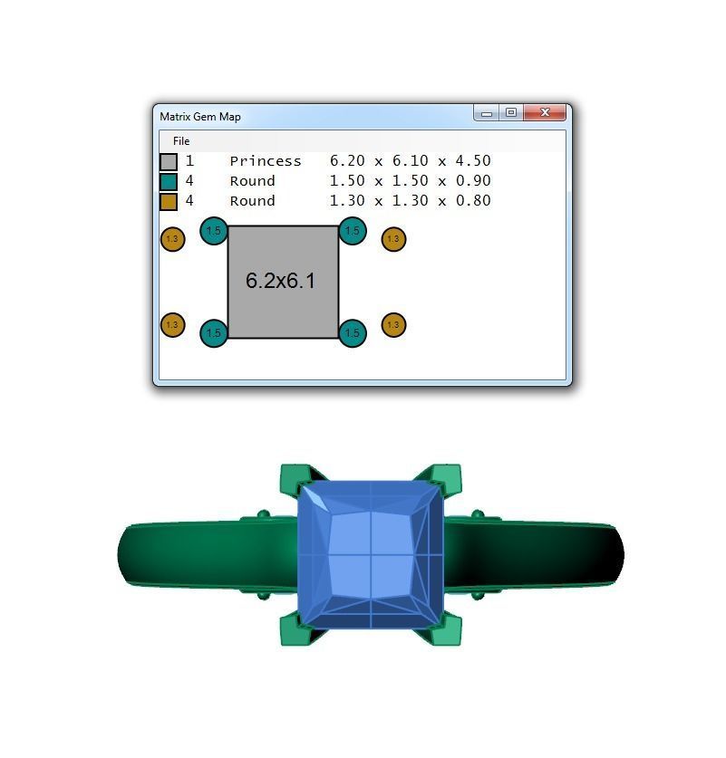 Ring190 princess cut diamond engagement ring gold 3D print model_6