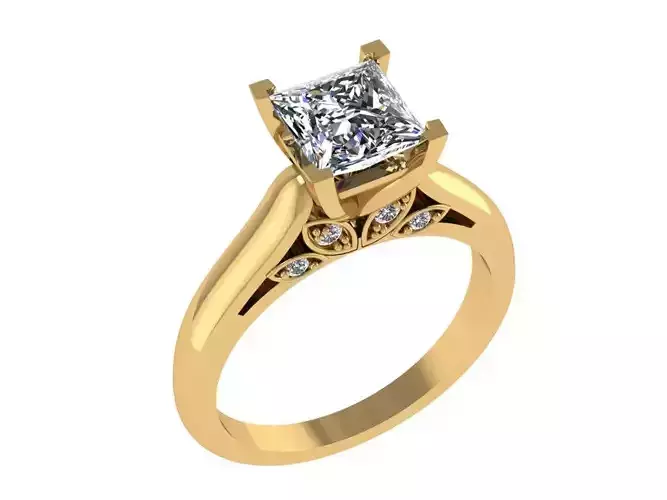 Ring190 princess cut diamond engagement ring gold